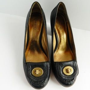 Coach Black Pebble Leather Heels